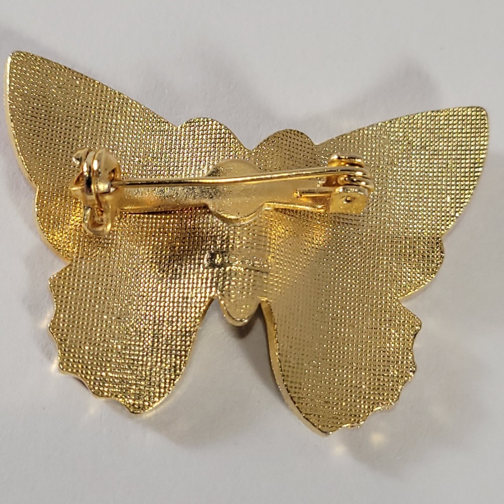 Cloisonne Butterfly Brooch Multicolor Enamel Gold Tone Nature Pin Jewelry - Picture 4 of 6
